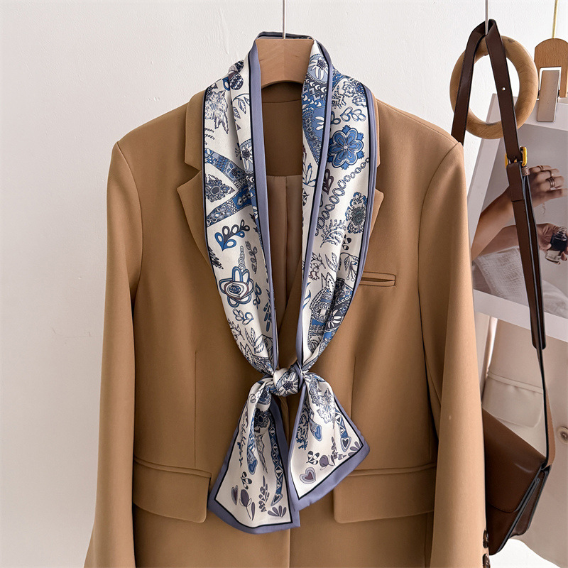 Silk Neck Scarf - 45-Farben-Schal für Damen, Seidengefühl, bedrucktes Design,