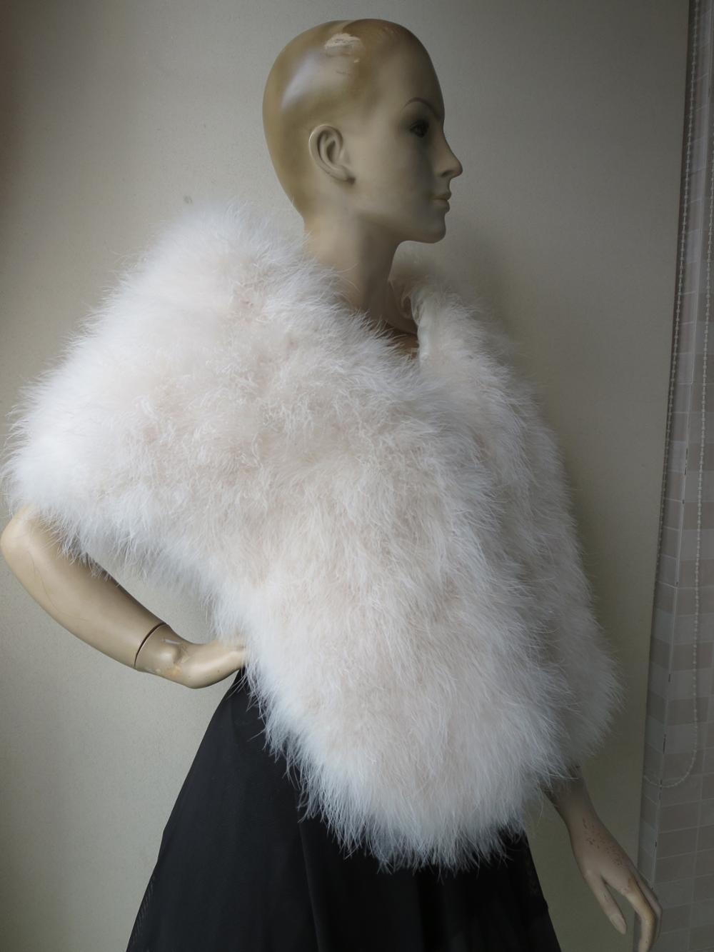 Stole Wedding Shawl - Luxuriöser Echtfeder-Wickel für Damen 150*42cm Off-White