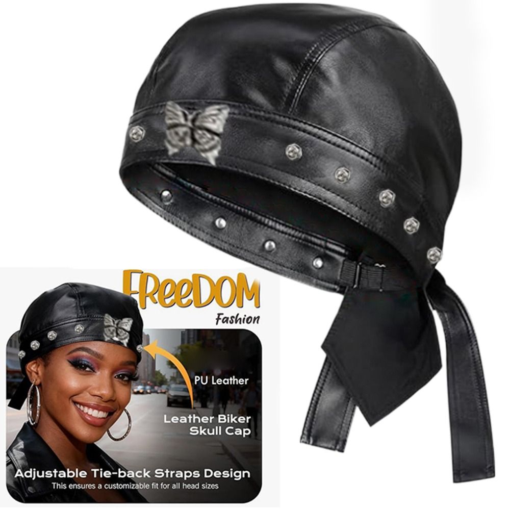 Schwarze Biker-Kappe aus PU-Le – Bandana Doo Rag Bewertung und Preis