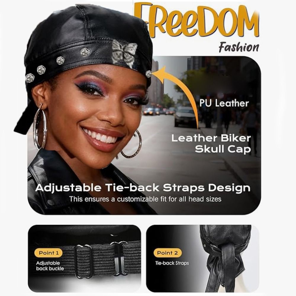 Schwarze Biker-Kappe aus PU-Le – Bandana Doo Rag Bewertung und Preis